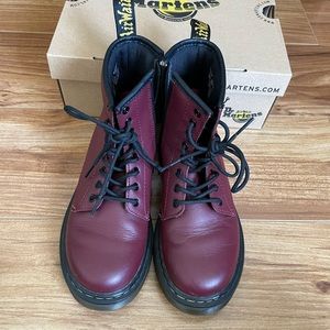 Dr. Martens 1460 J SMOOTH LEATHER LACE UP BOOTS cherry red
